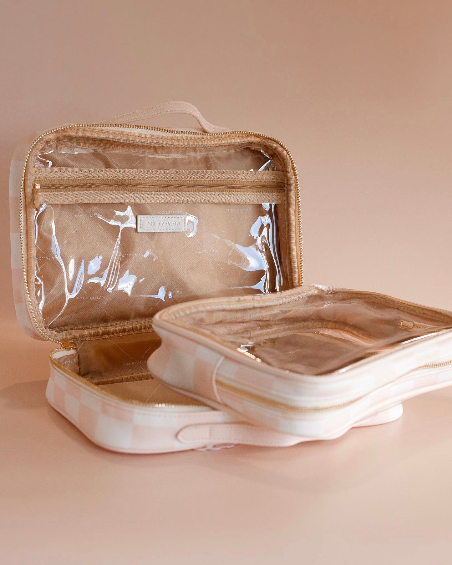 Check Makeup Bag/Toiletry Bag (Salmon)