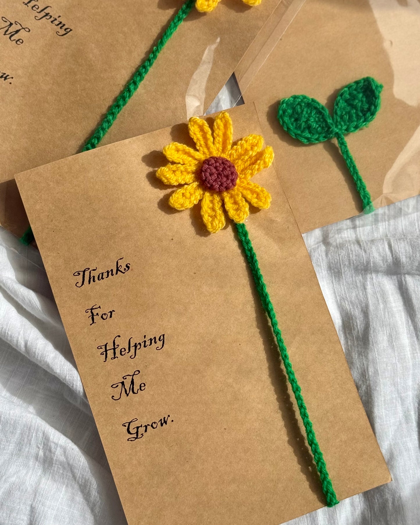 Flower Bookmark (Yellow/Thanks For Helping Me Grow)