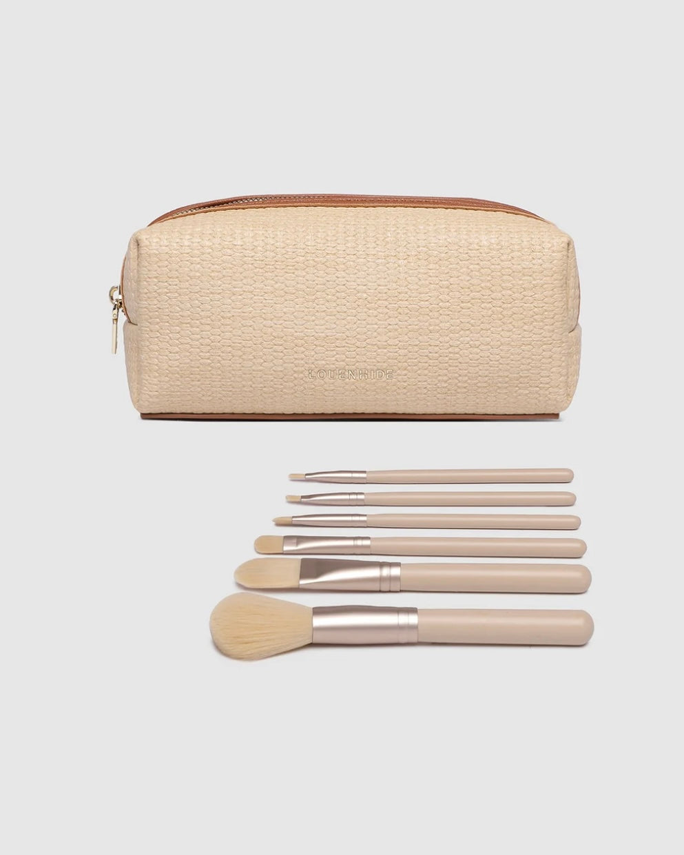 Brianna Makeup Bag & Brush Set (Tan)