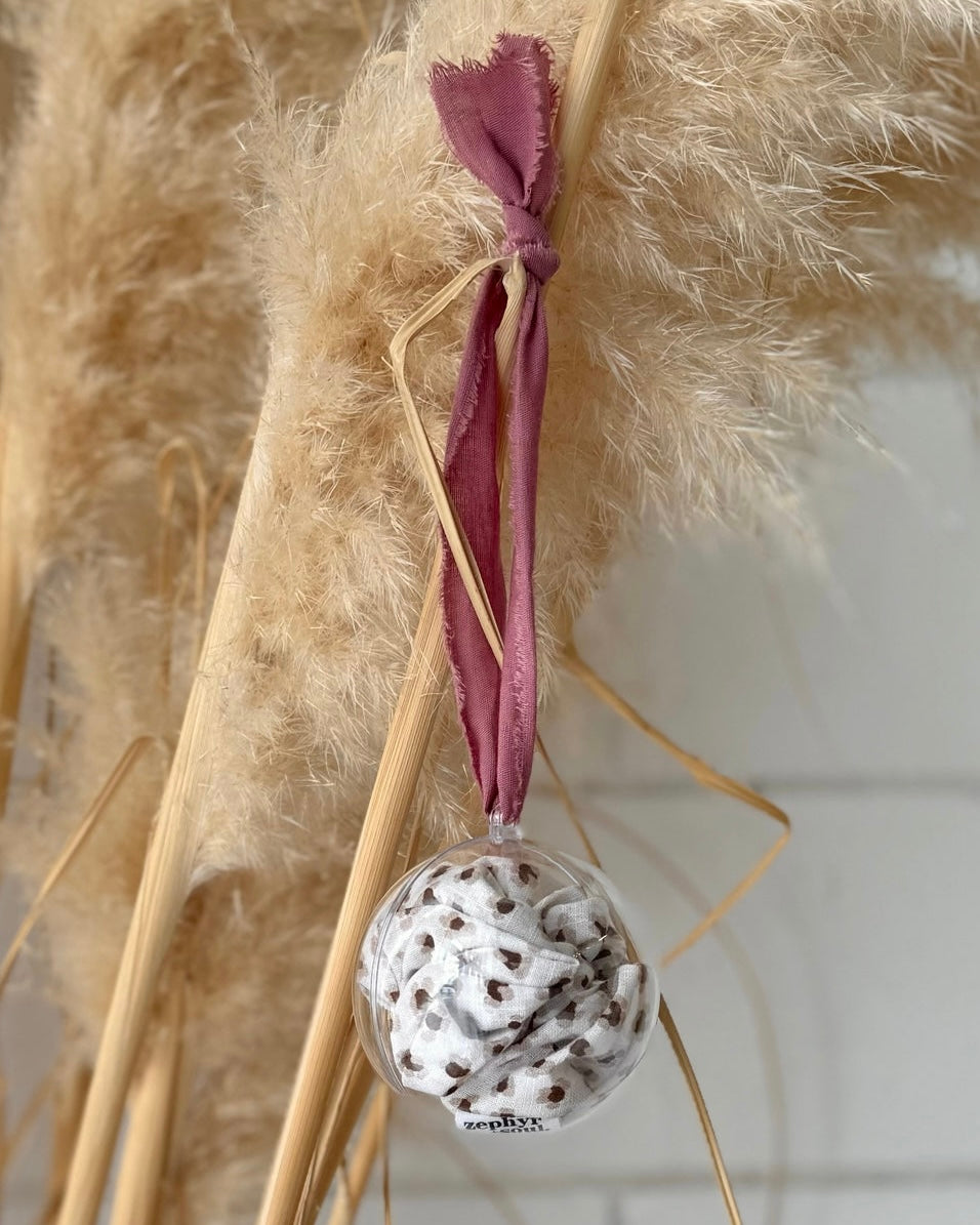 Christmas Bauble Scrunchie (Soft Leopard)