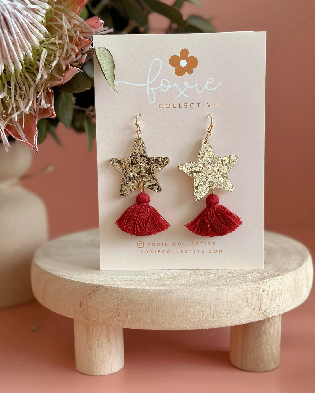 Star Dust Dangle Earrings (Gold Sparkle)