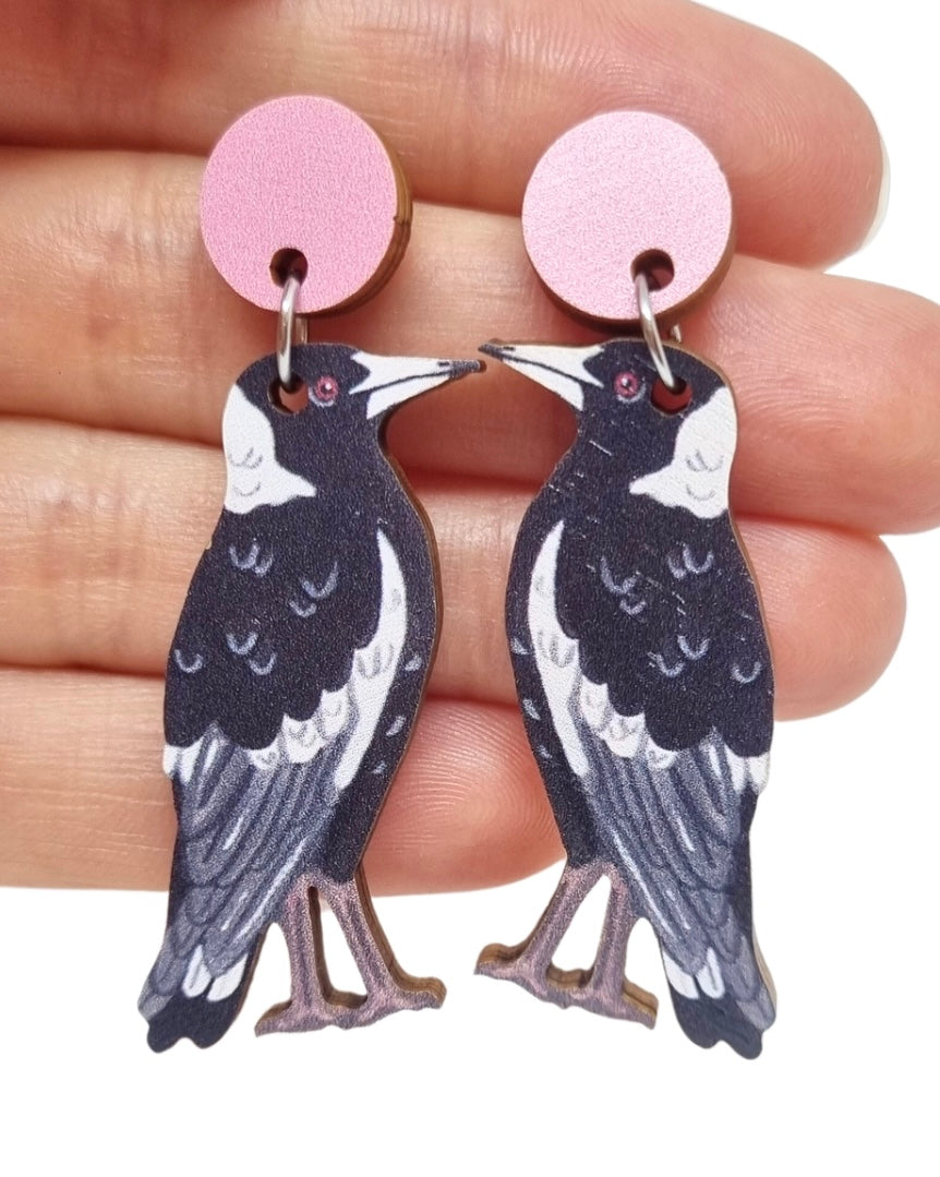 Magpie Australian Bird Earrings