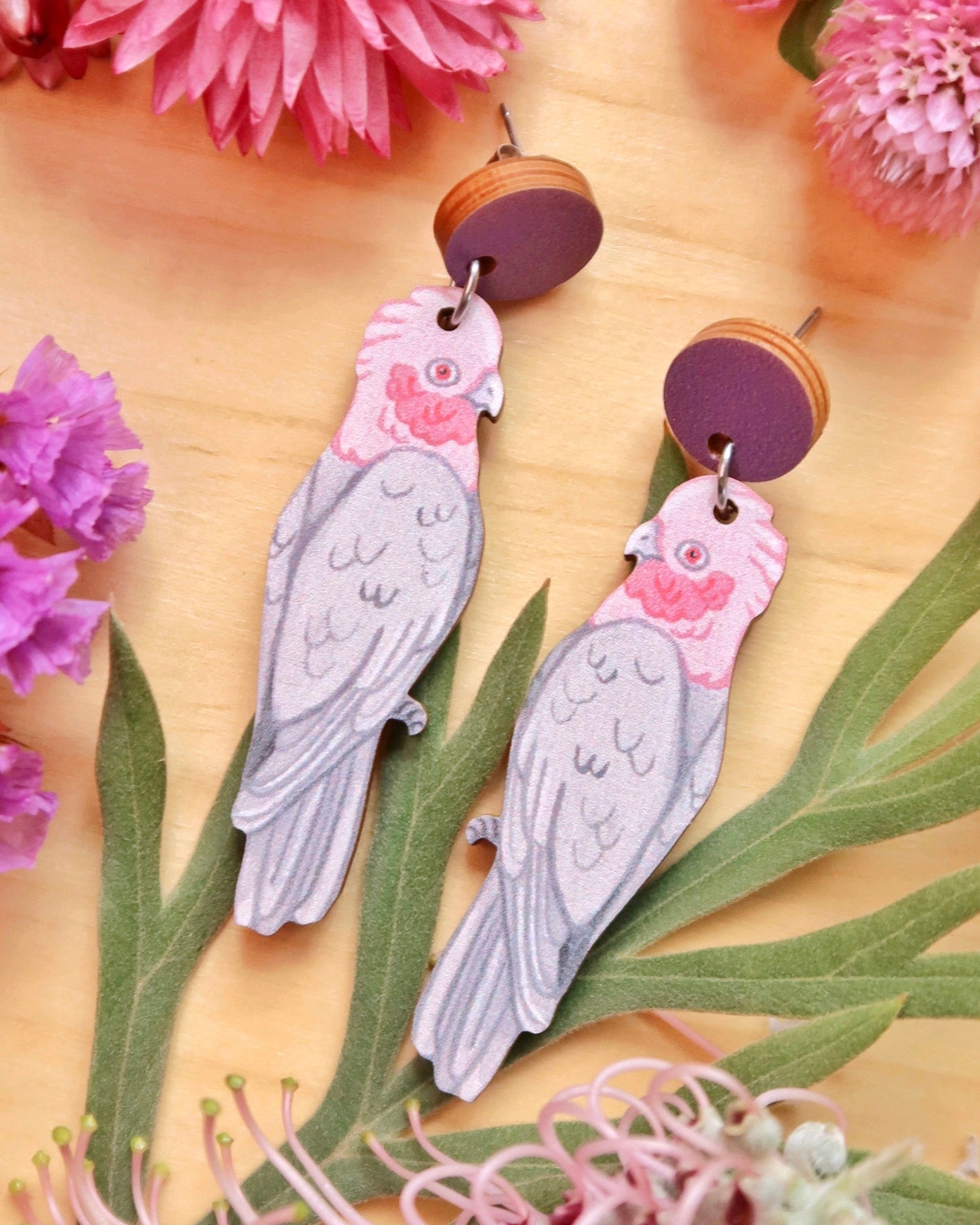 Galah Australian Bird Earrings