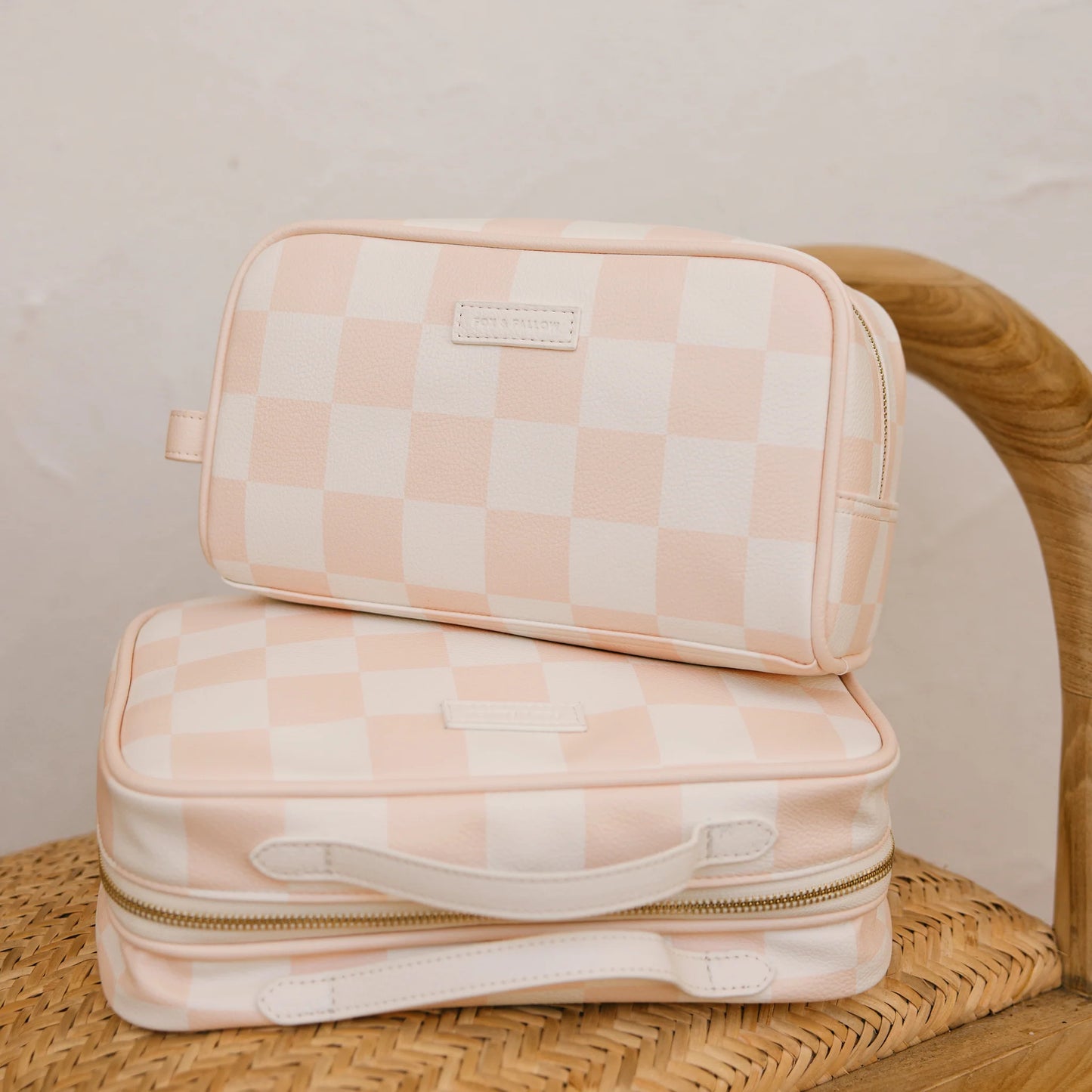 Check Makeup Bag/Toiletry Bag (Salmon)
