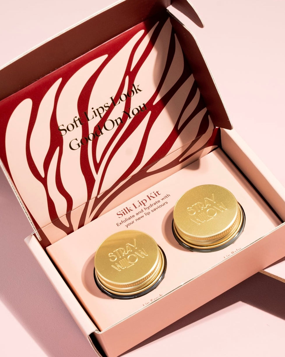 stray willow, silk lip kit, skincare, lip balm, lip scrub