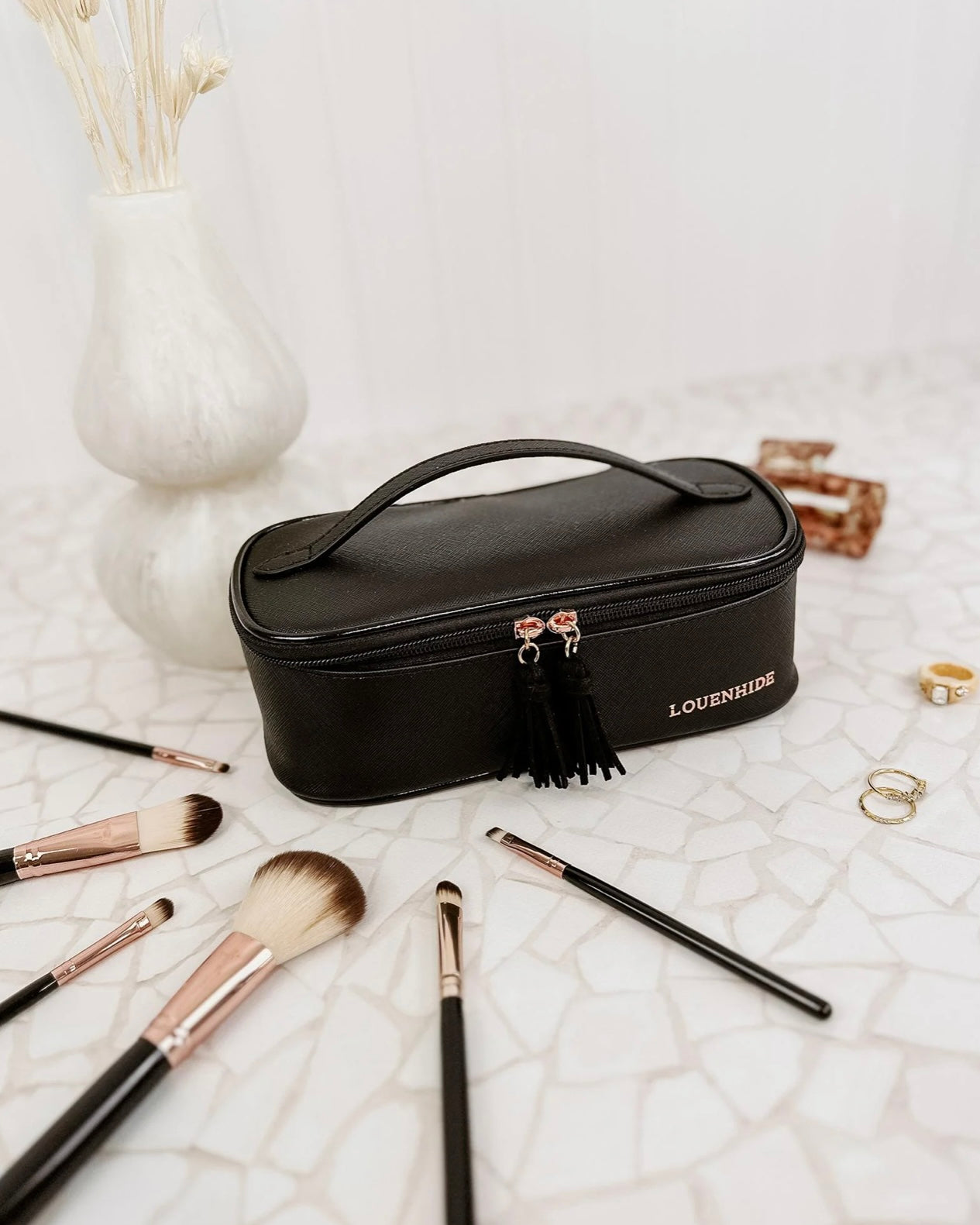 Fifi Makeup Case with 6 piece Brush Set (Black)