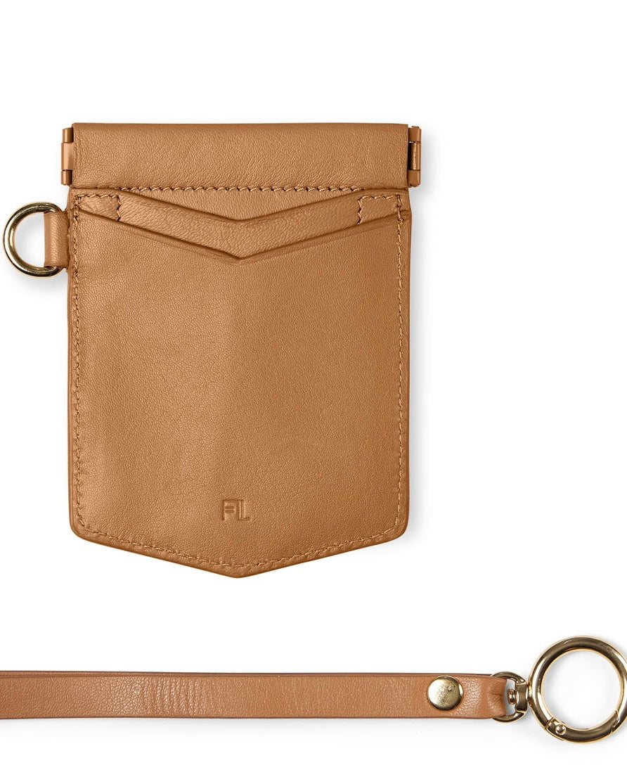 fox and leo, pocket rocket, leather purse, leather wallet, card holder, tan