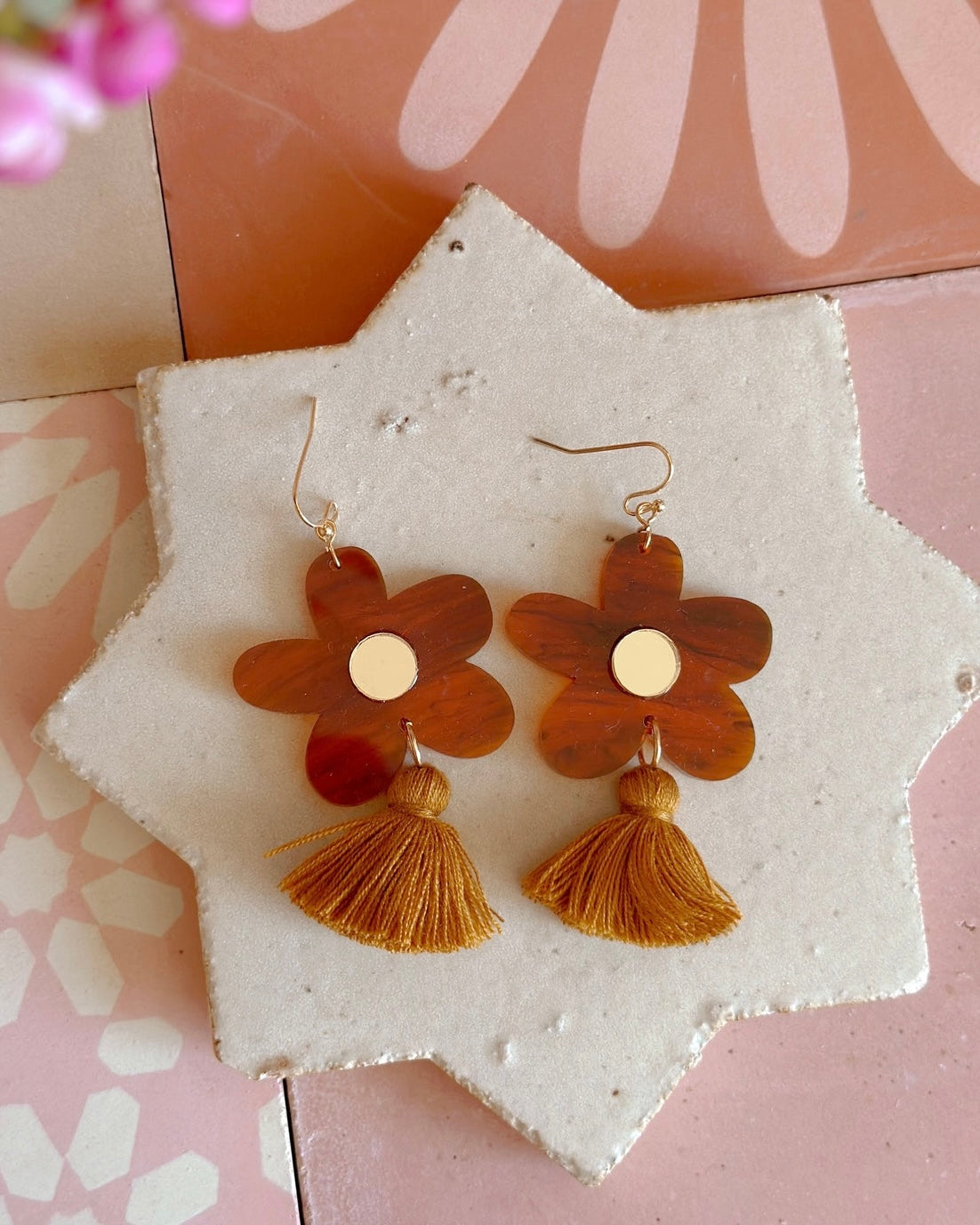 Bella Tassel Dangle Earrings (Tortoiseshell)