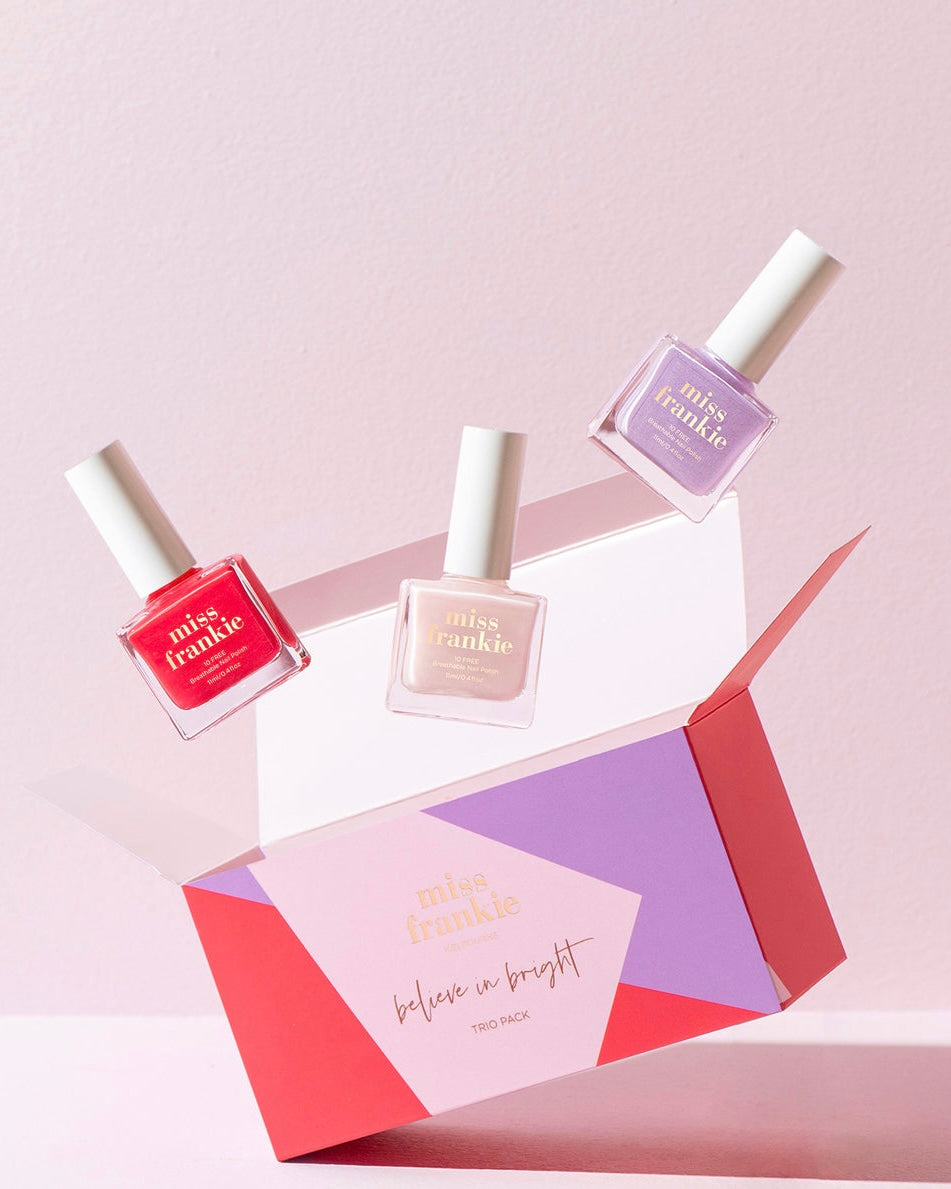 miss frankie, nail polish, gift set, vegan, 10 free, believe in bright