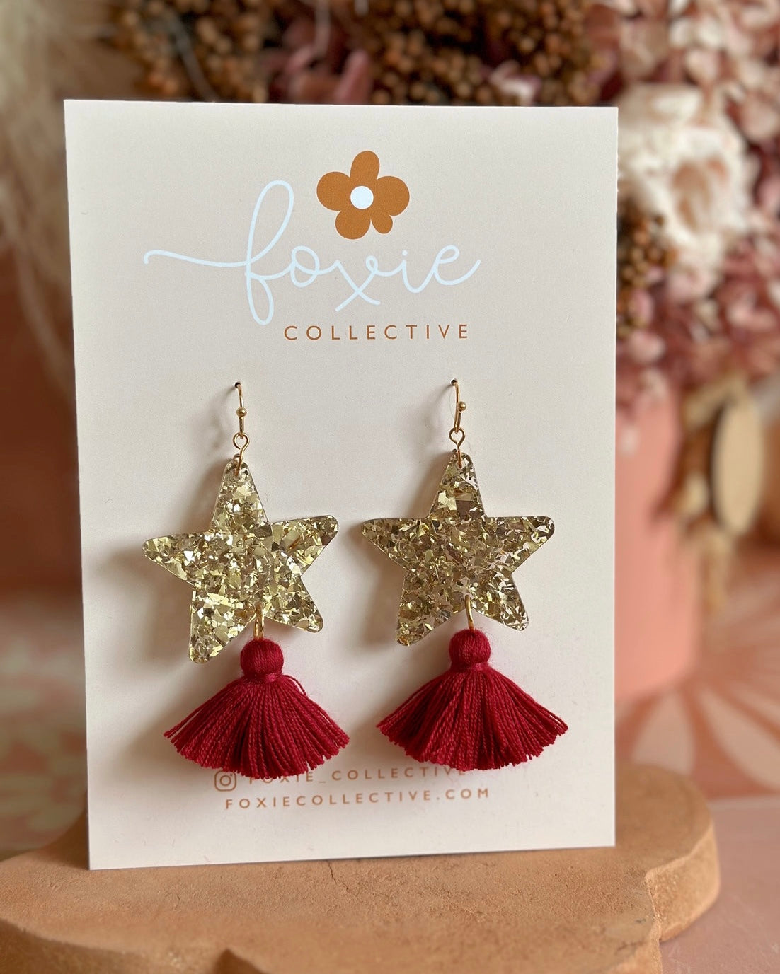 Star Dust Dangle Earrings (Gold Sparkle)