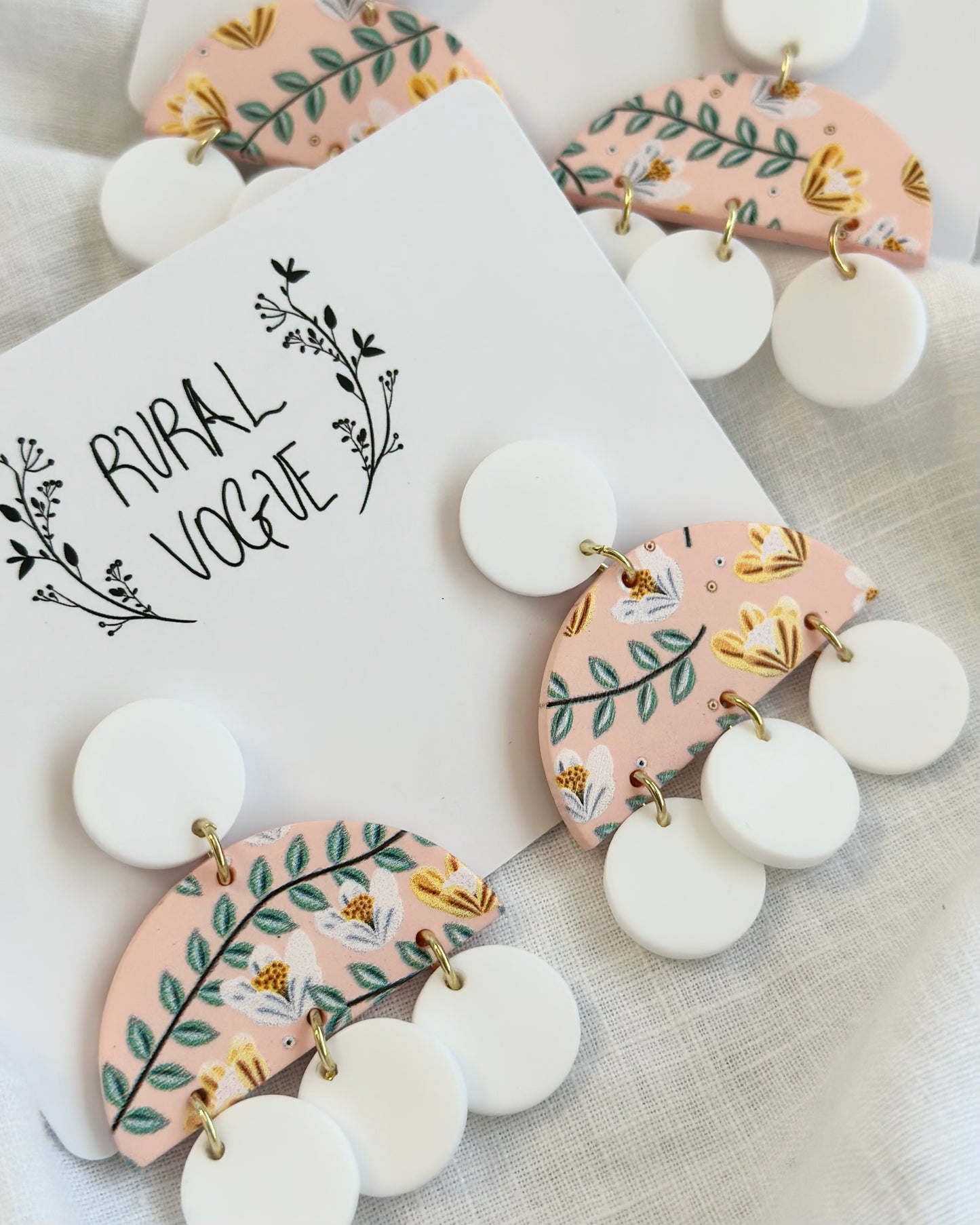 Pink Floral Dangle Earrings