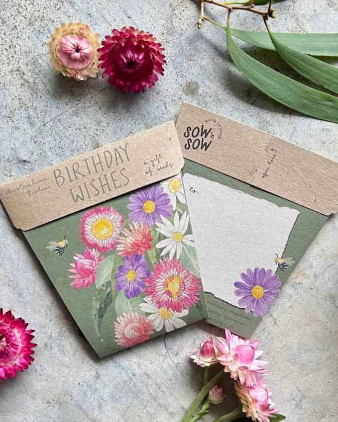 gift of seeds, birthday wishes, sow n sow, birthday card, sustainable, seeds