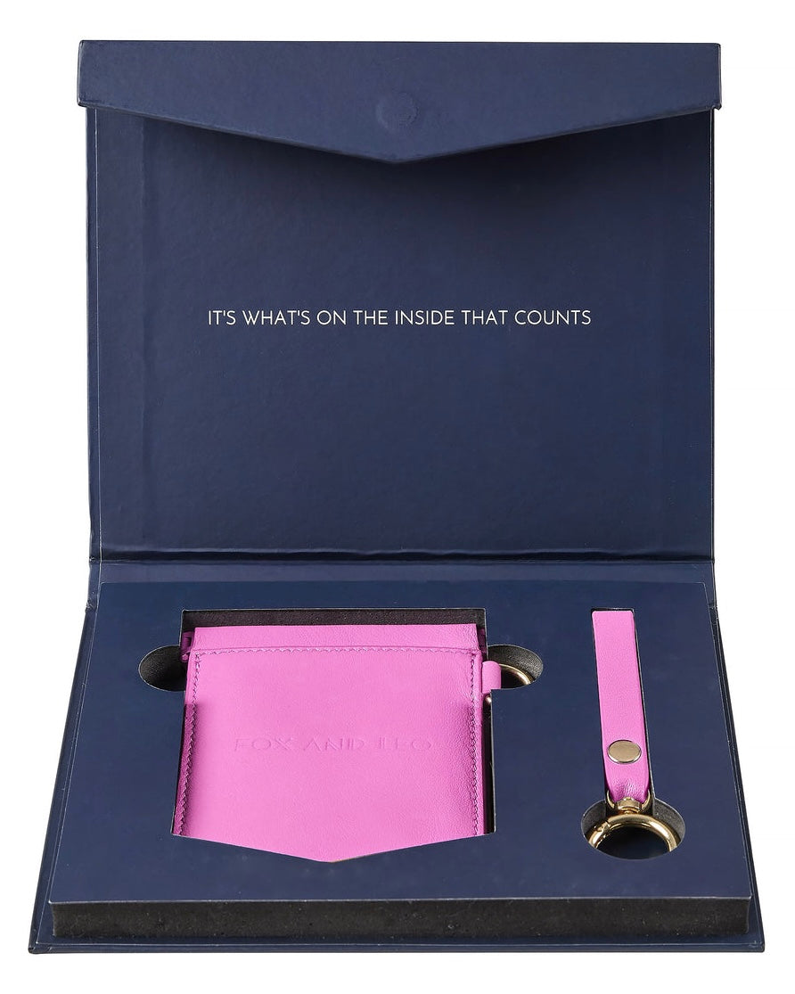 fox and leo, pocket rocket, leather purse, leather wallet, card holder, foxy lady, pink, hot pink