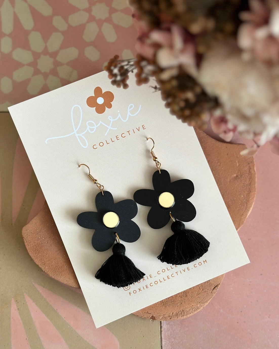Bella Tassel Dangle Earrings (Matte Black)