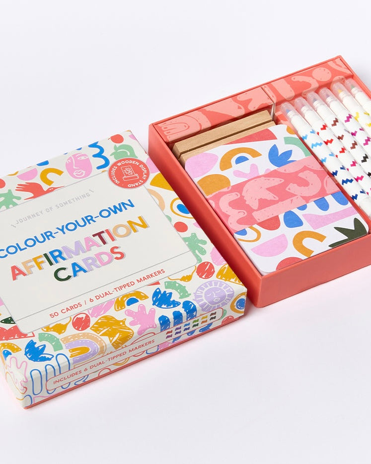 journey of something, colour your own affirmation cards, affirmation cards