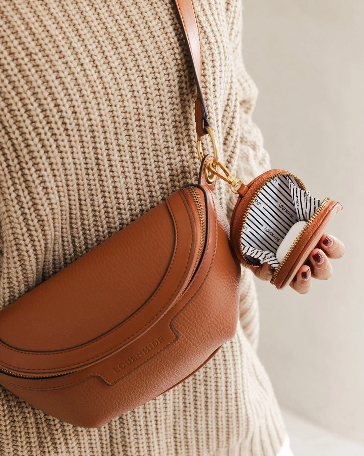 louenhide, joey, sling bag, tan, bum bag