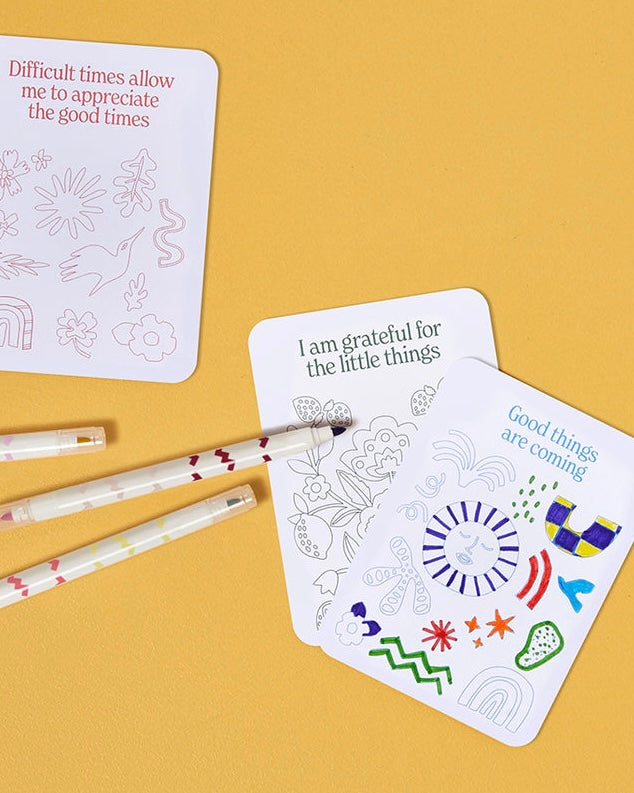 journey of something, colour your own affirmation cards, affirmation cards