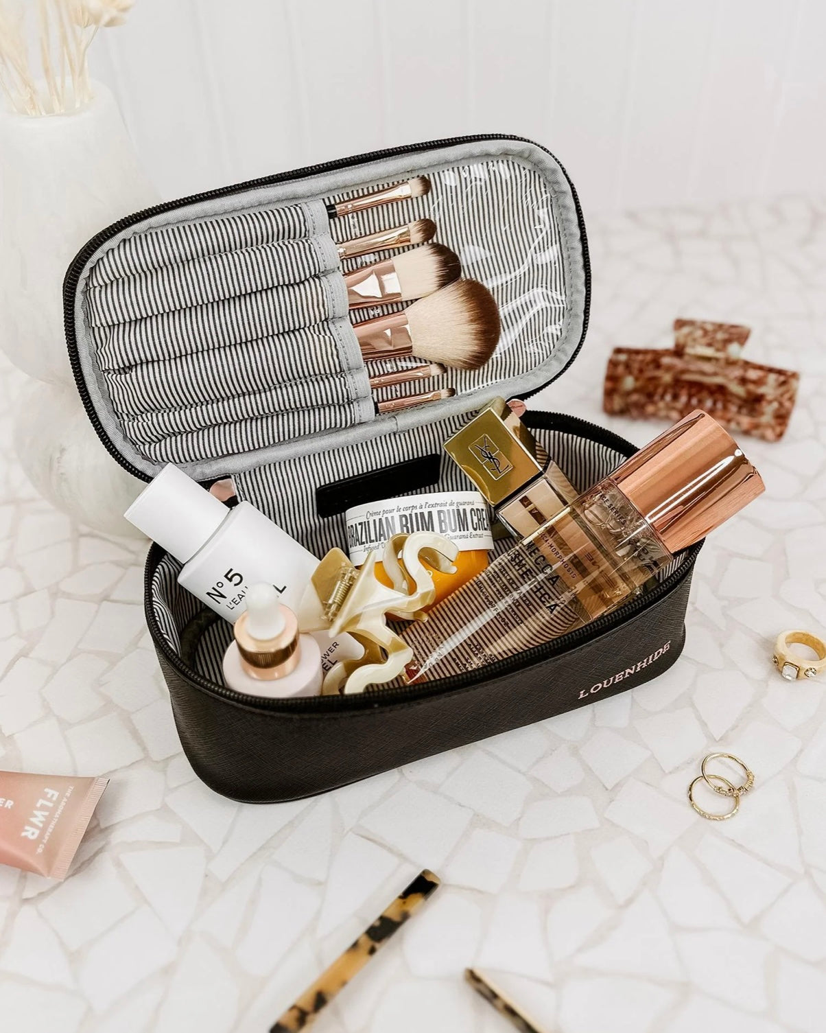 Fifi Makeup Case with 6 piece Brush Set (Black)