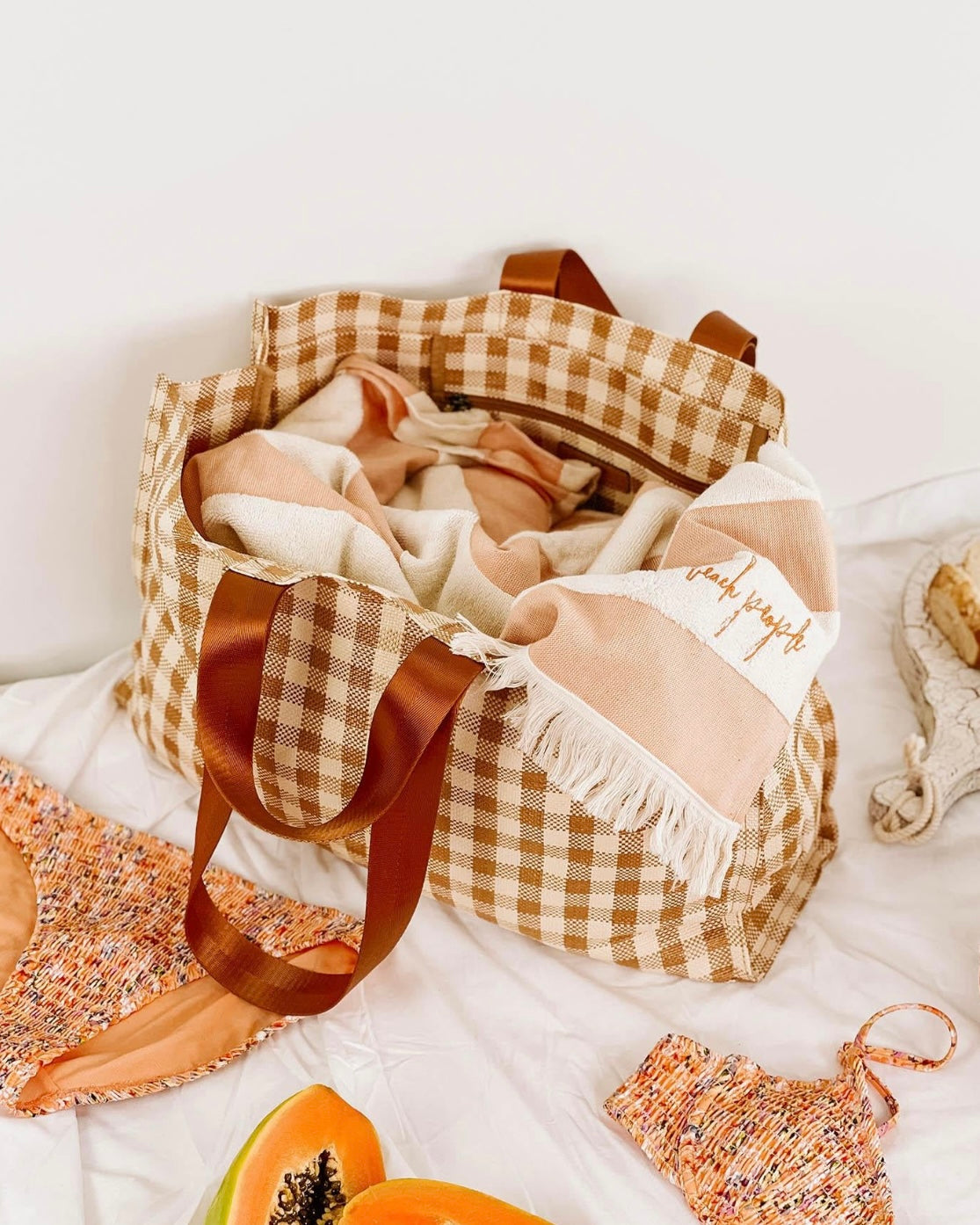 Simpson Beach/Carry All/Shopper Bag (Camel/Cream)