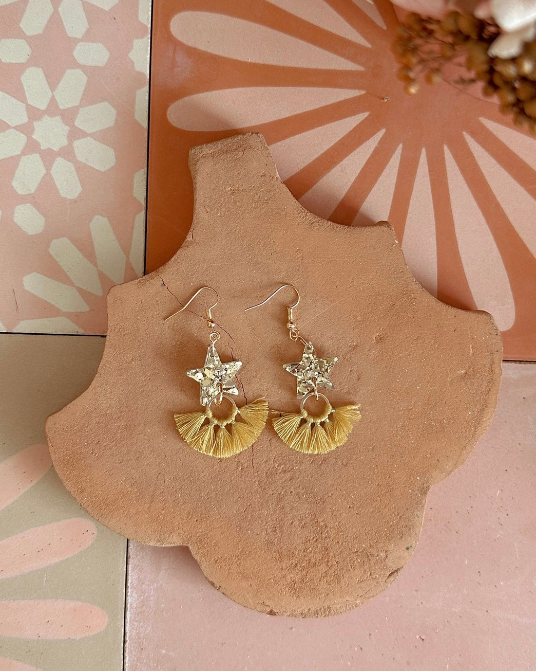 Dainty Star Dust Dangle Earrings (Gold Sparkle)
