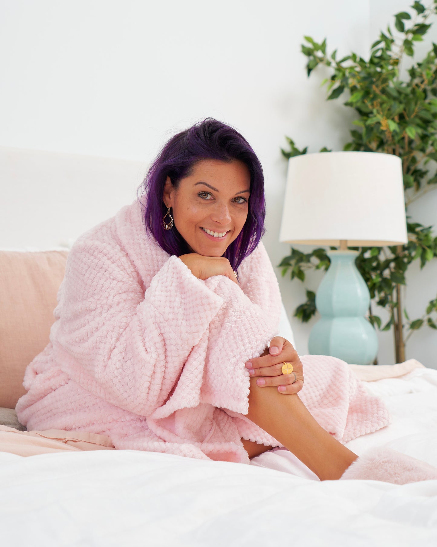 Cozy Luxe Waffle Robe (Petal Pink)