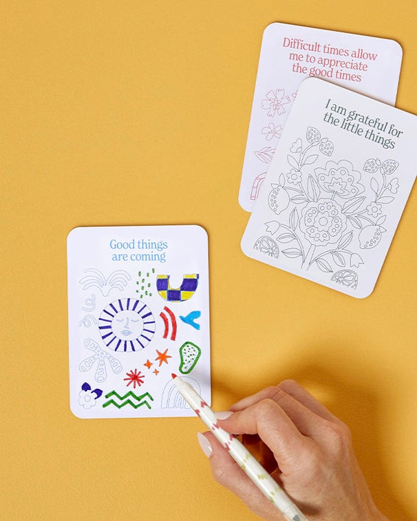 journey of something, colour your own affirmation cards, affirmation cards