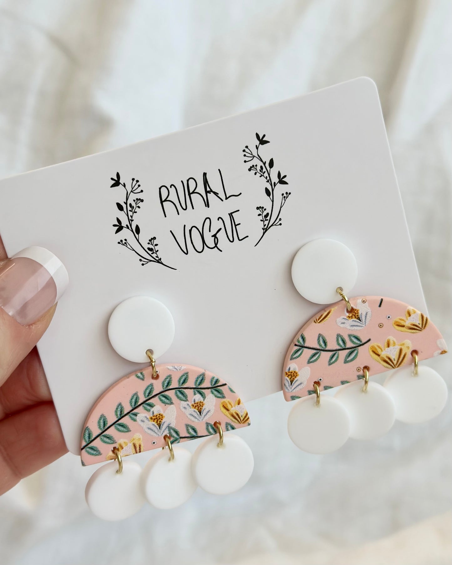 Pink Floral Dangle Earrings