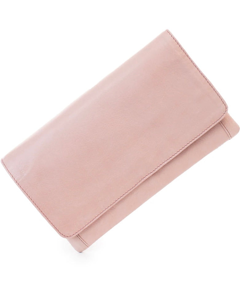 dusky robin, dusky robin leather, sirena wallet, sirena purse, leather bag, bon maxie, wallet, purse, tan leather, dusky pink