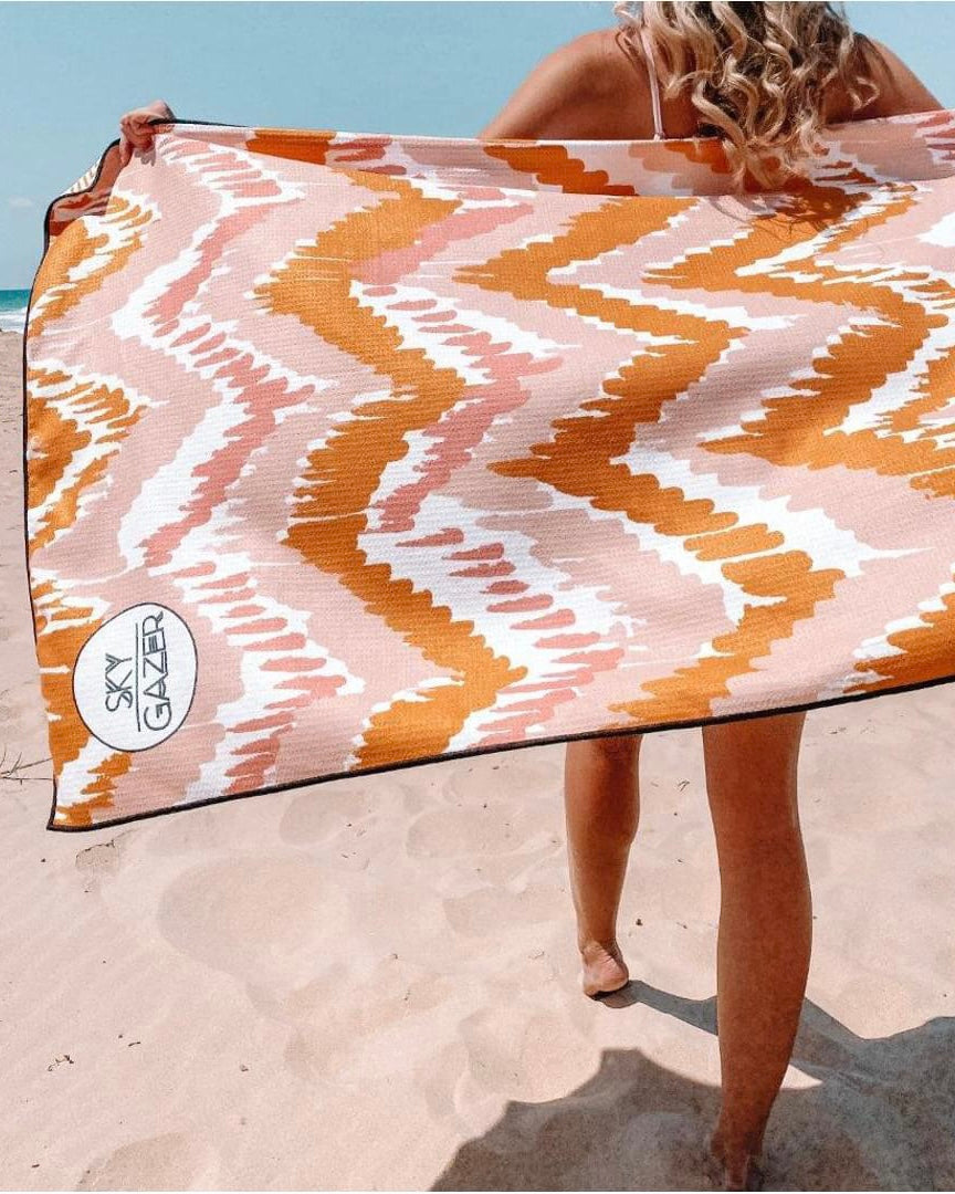 skygazer, sand free beach towel, beach towel, the airlie towel, sky gazer
