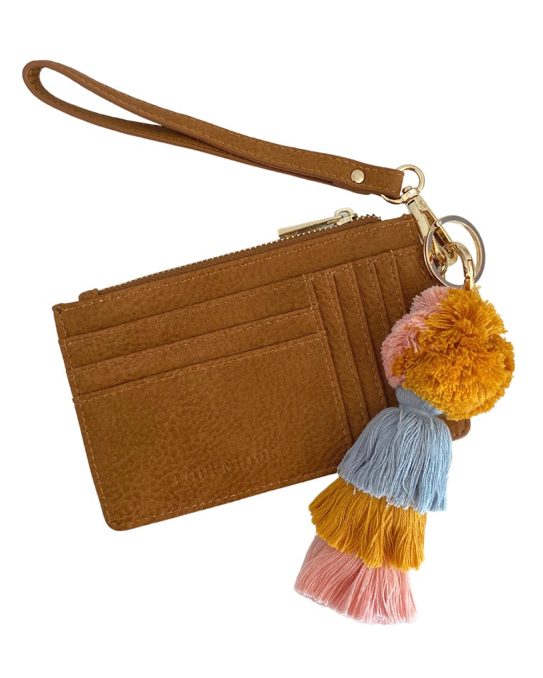 Pom Pom Tassel Key Ring (Blue/Mustard/Pink)
