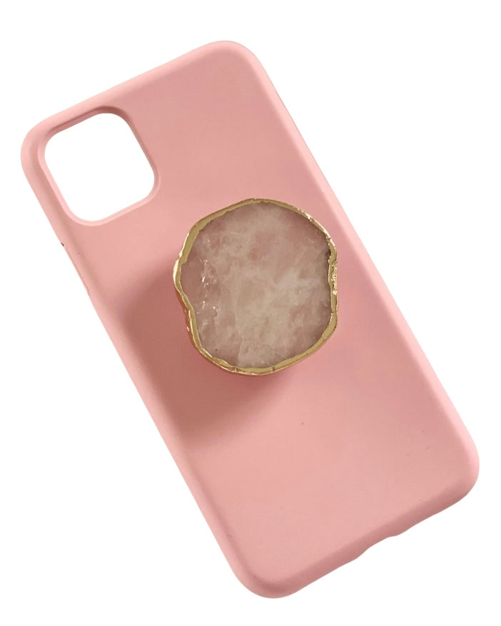 pop socket, phone grip, rose quartz, crystal, manifest on the move
