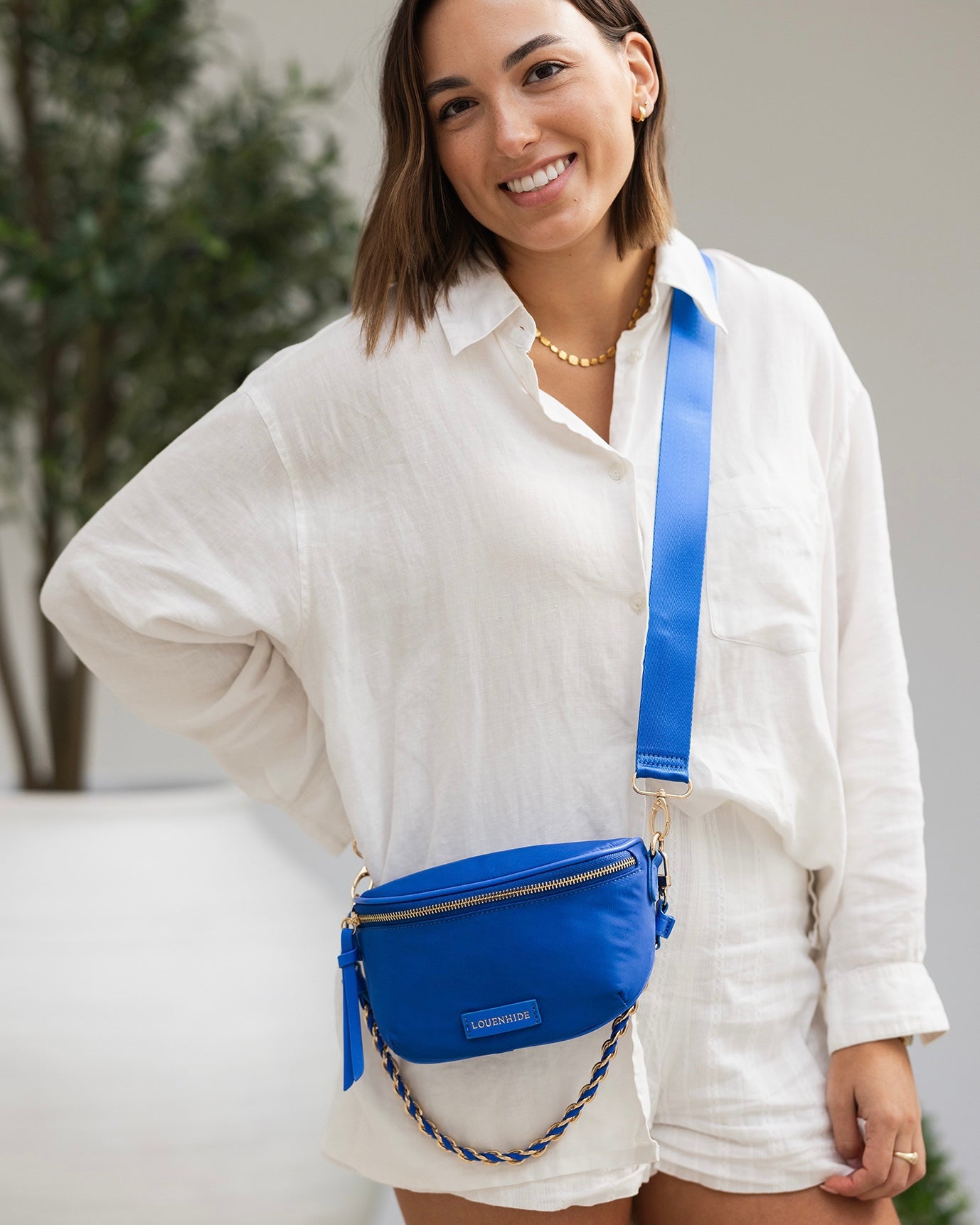 louenhide, halsey, sling bag, nylon, nylon bag, nylon sling bag, crossbody bag, blue