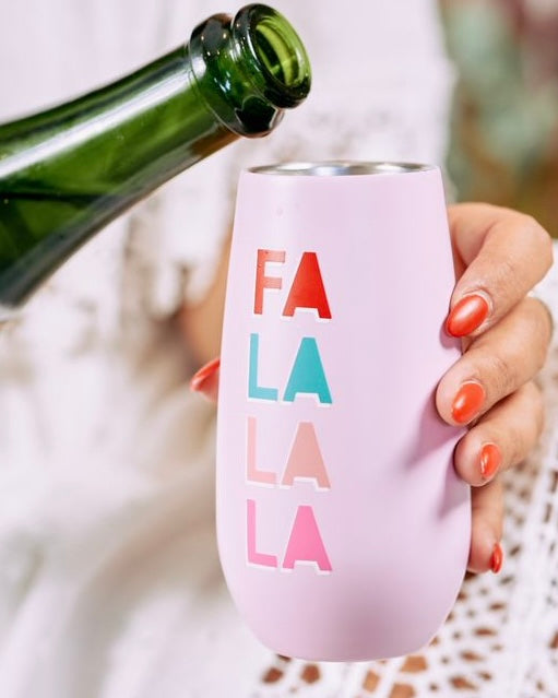 Fa la la la. champage flute, double walled, annabel trends, christmas gift, secret santa