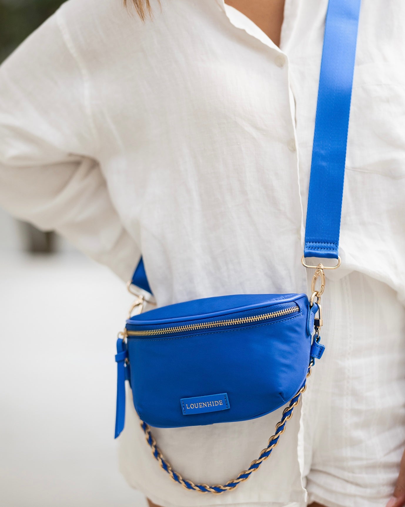 louenhide, halsey, sling bag, nylon, nylon bag, nylon sling bag, crossbody bag, blue