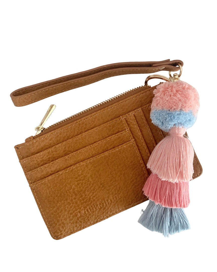 Pom Pom Tassel Key Ring (Blue/Pink)
