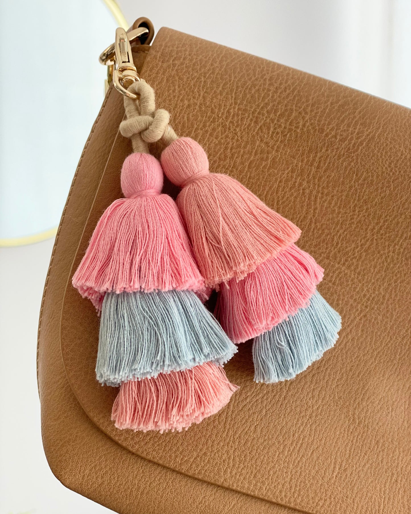 Double Tassel Key Ring (Pink/Blue)