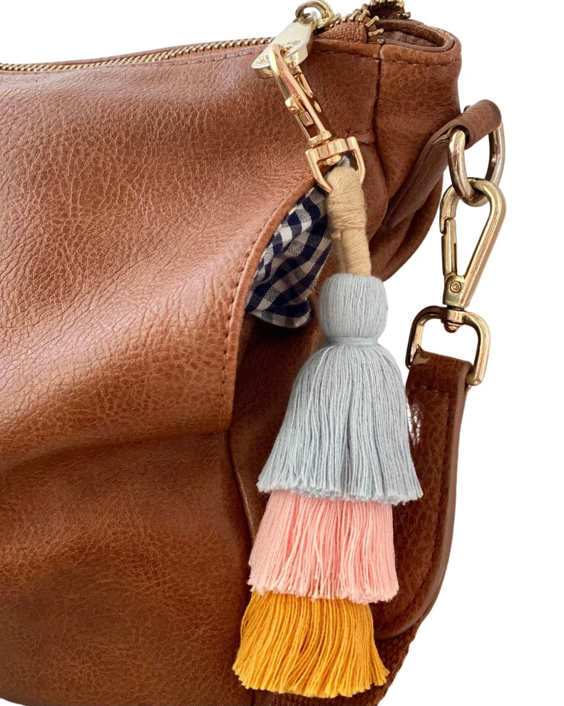 Tiered Tassel Key Ring (Blue/Mustard)