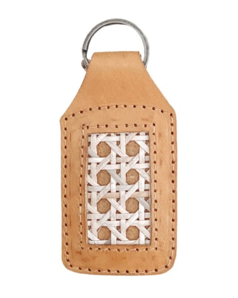 Darci Leather & Rattan Key Ring (Tan)