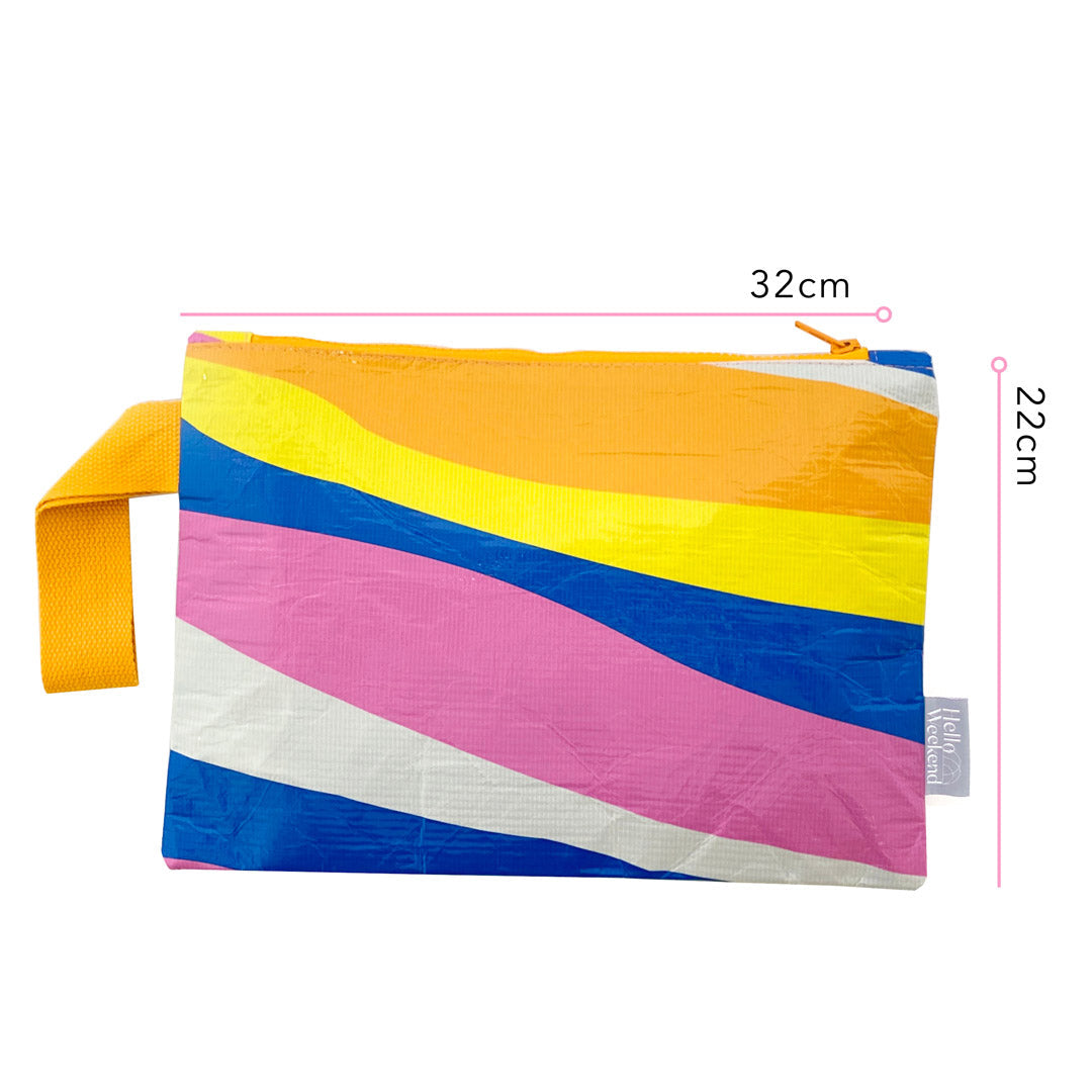 hello weekend, good to go pouch, calypso, waterproof pouch, recycled materials, pouch, clutch bag, eco friendly