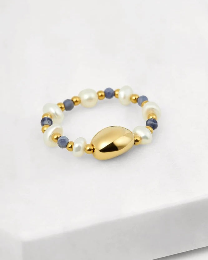 harper ring, beaded ring, navy, zafino,