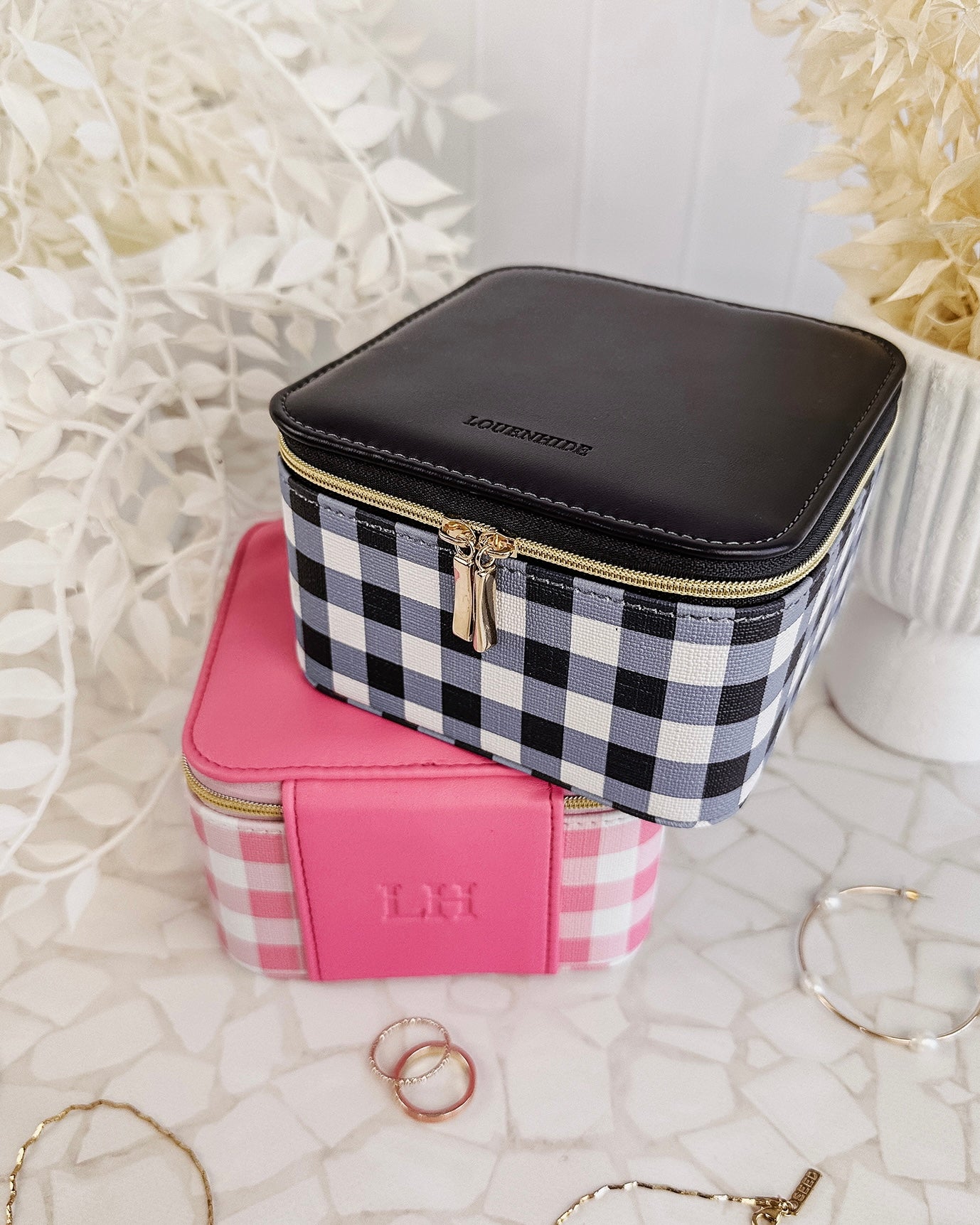 louenhide, tara, jewellery box, jewellery storage, navy gingham