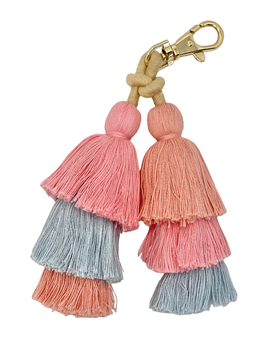 Double Tassel Key Ring (Pink/Blue)