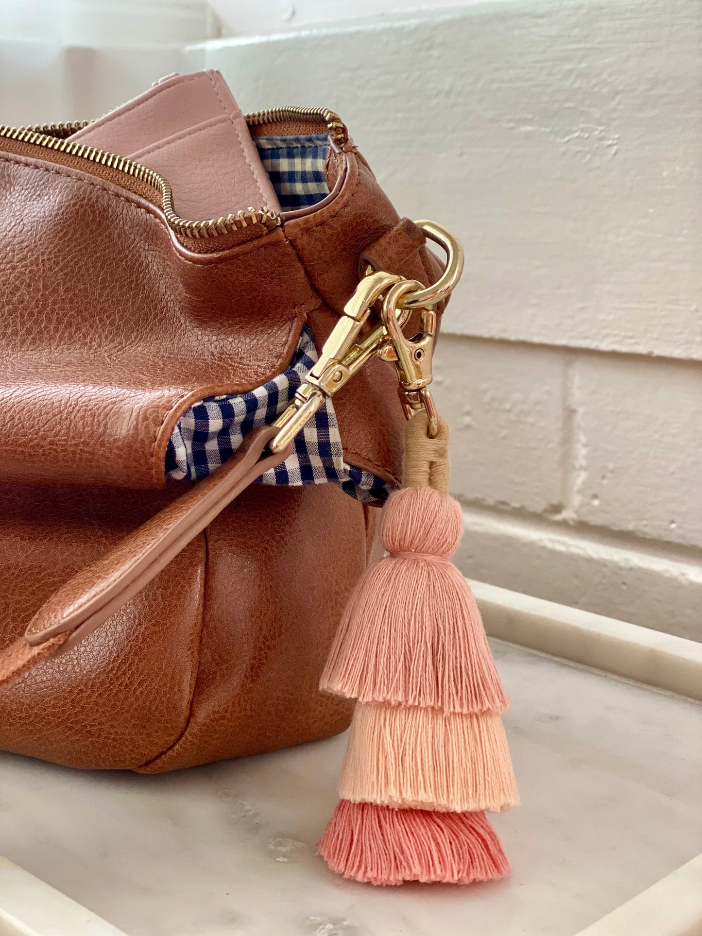 Tiered Tassel Key Ring (Neutral Pink)