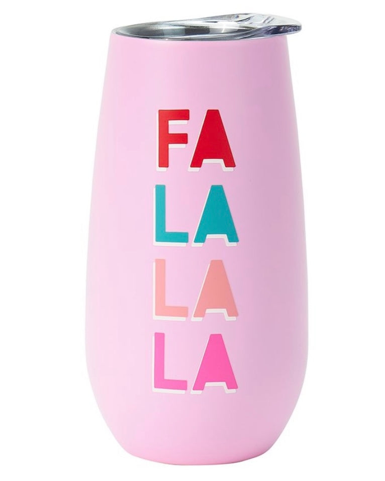 Fa la la la. champage flute, double walled, annabel trends, christmas gift, secret santa