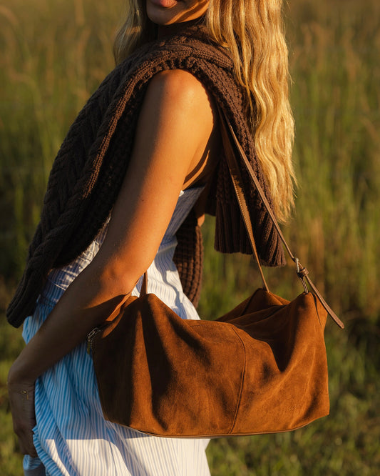 Marissa Shoulder Bag (Cognac Suedette)