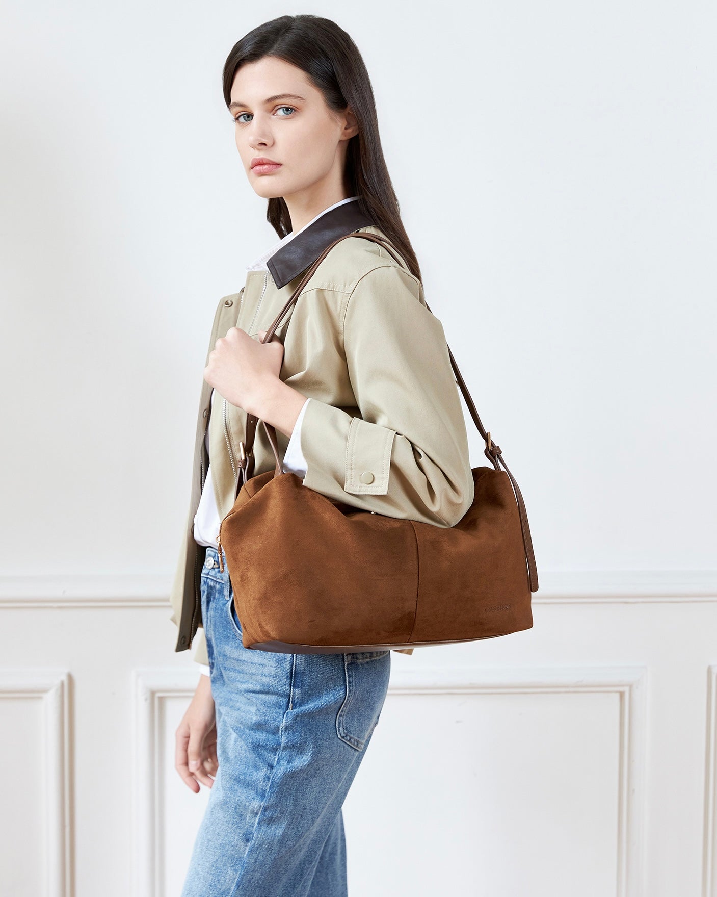 Marissa Shoulder Bag (Cognac Suedette)