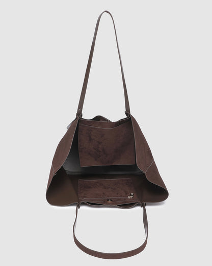 Sawyer Tote and Pouch Set (Chocolate Suedette)
