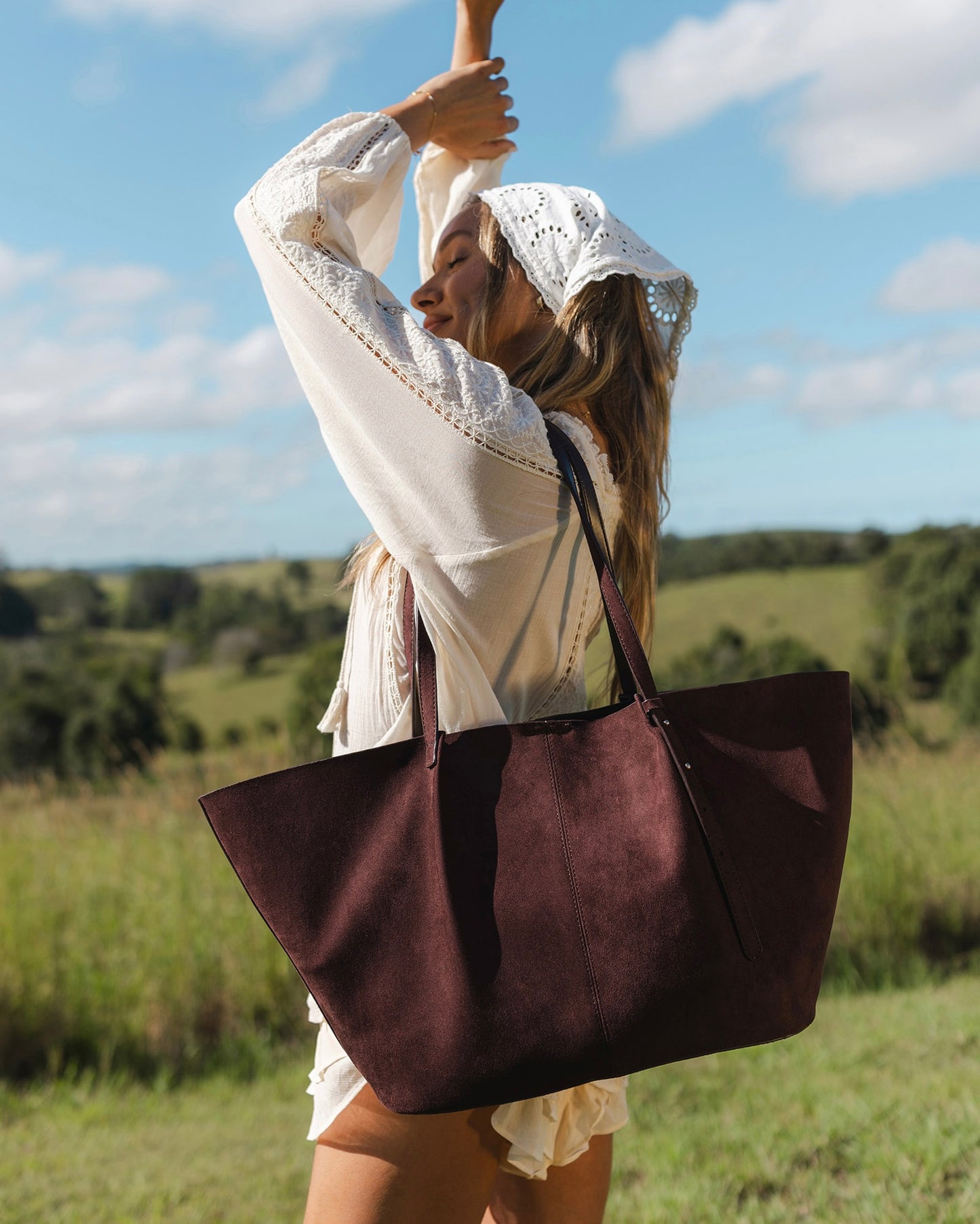 Sawyer Tote and Pouch Set (Chocolate Suedette)