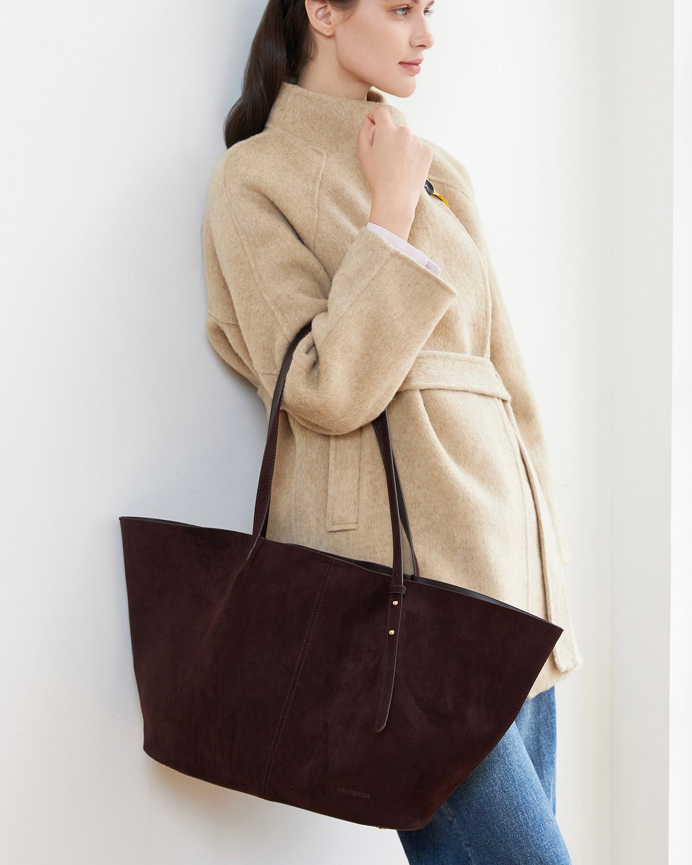 Sawyer Tote and Pouch Set (Chocolate Suedette)