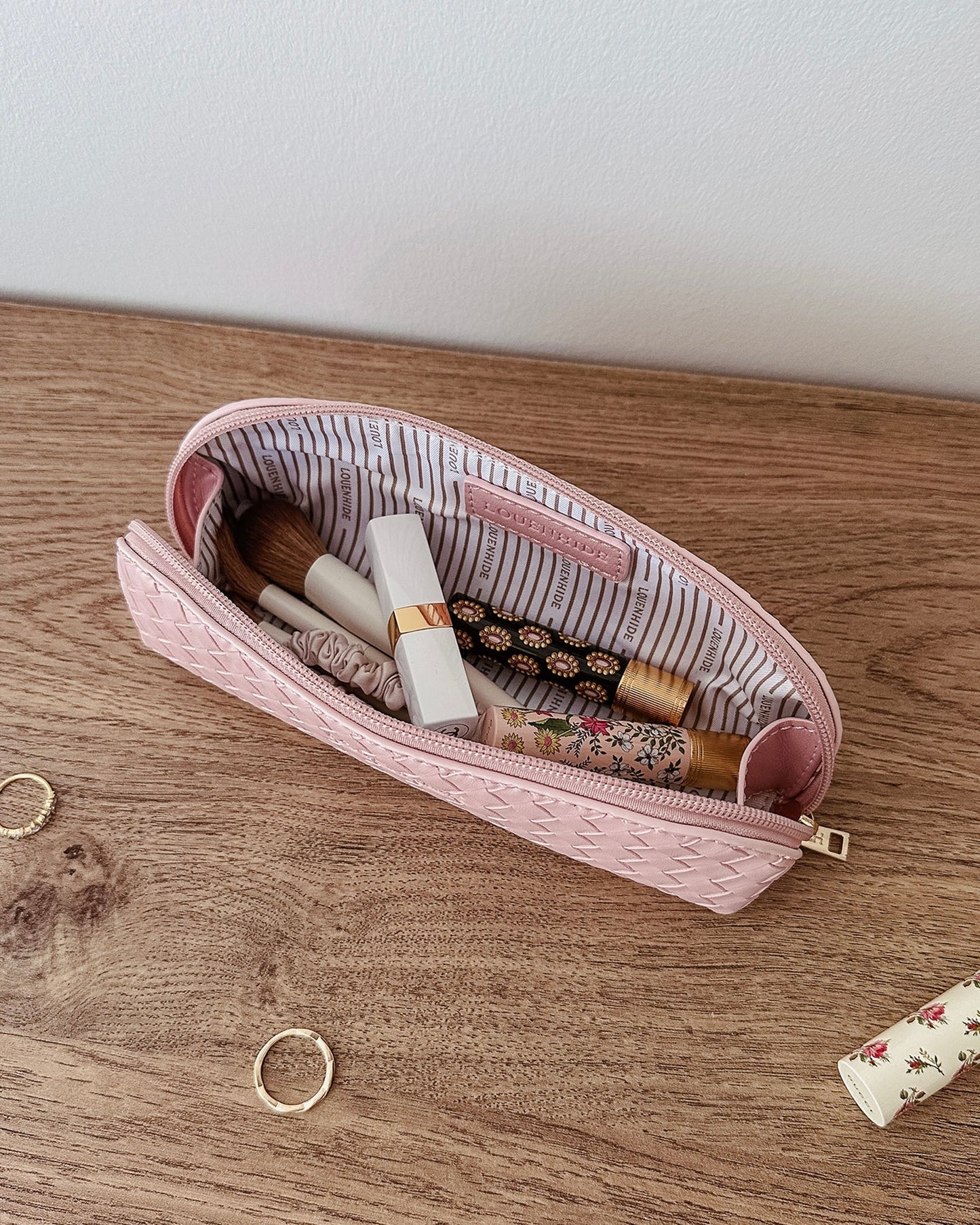 Lucinda Jayne Woven Makeup Bag Set (Pink)